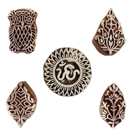 Set of 5 Piece New Mix Wooden Printing Blocks